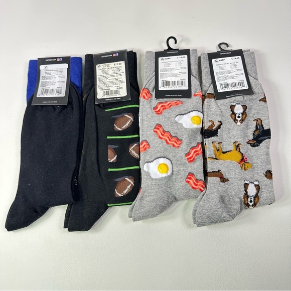 **4 Pairs NWT Men’s Hot Sox Bundle Fun Patterned Socks - Picture 5 of 11